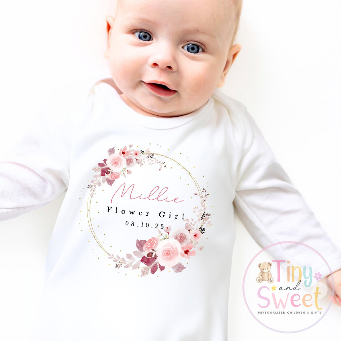 Flower Girl Sleepsuit, Baby Flower Girl Babygrow, Flower Girl Pyjamas, Will you be my flower girl, Flower Girl Gift, Floral Sleepsuit