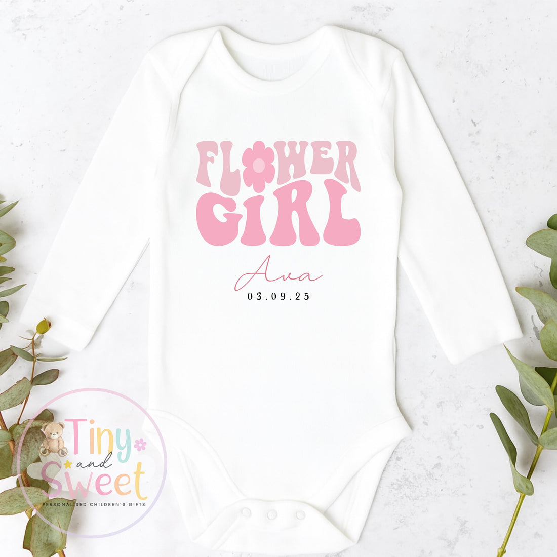 Flower Girl Sleepsuit, Baby Flower Girl Babygrow, Flower Girl Pyjamas, Will you be my flower girl, Flower Girl Gift, Floral Sleepsuit