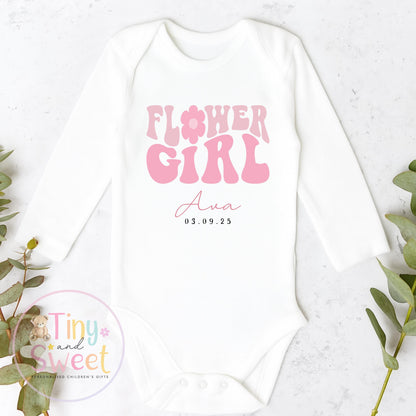 Flower Girl Sleepsuit, Baby Flower Girl Babygrow, Flower Girl Pyjamas, Will you be my flower girl, Flower Girl Gift, Floral Sleepsuit
