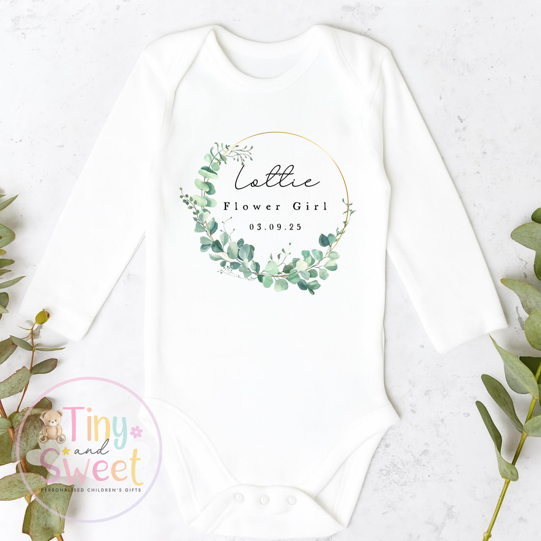 Flower Girl Sleepsuit, Baby Flower Girl Babygrow, Flower Girl Pyjamas, Will you be my flower girl, Flower Girl Gift, Floral Sleepsuit