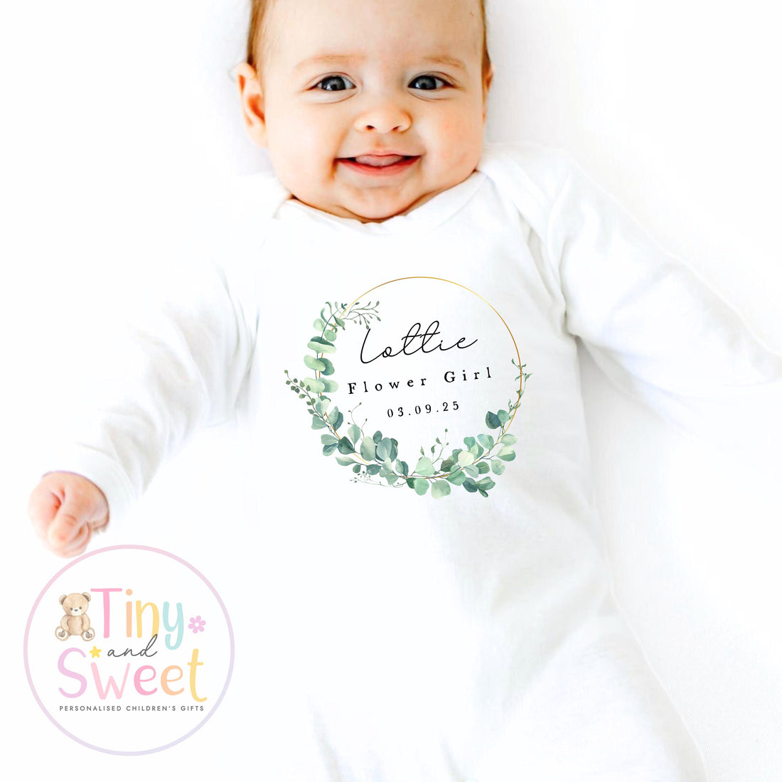 Flower Girl Sleepsuit, Baby Flower Girl Babygrow, Flower Girl Pyjamas, Will you be my flower girl, Flower Girl Gift, Floral Sleepsuit