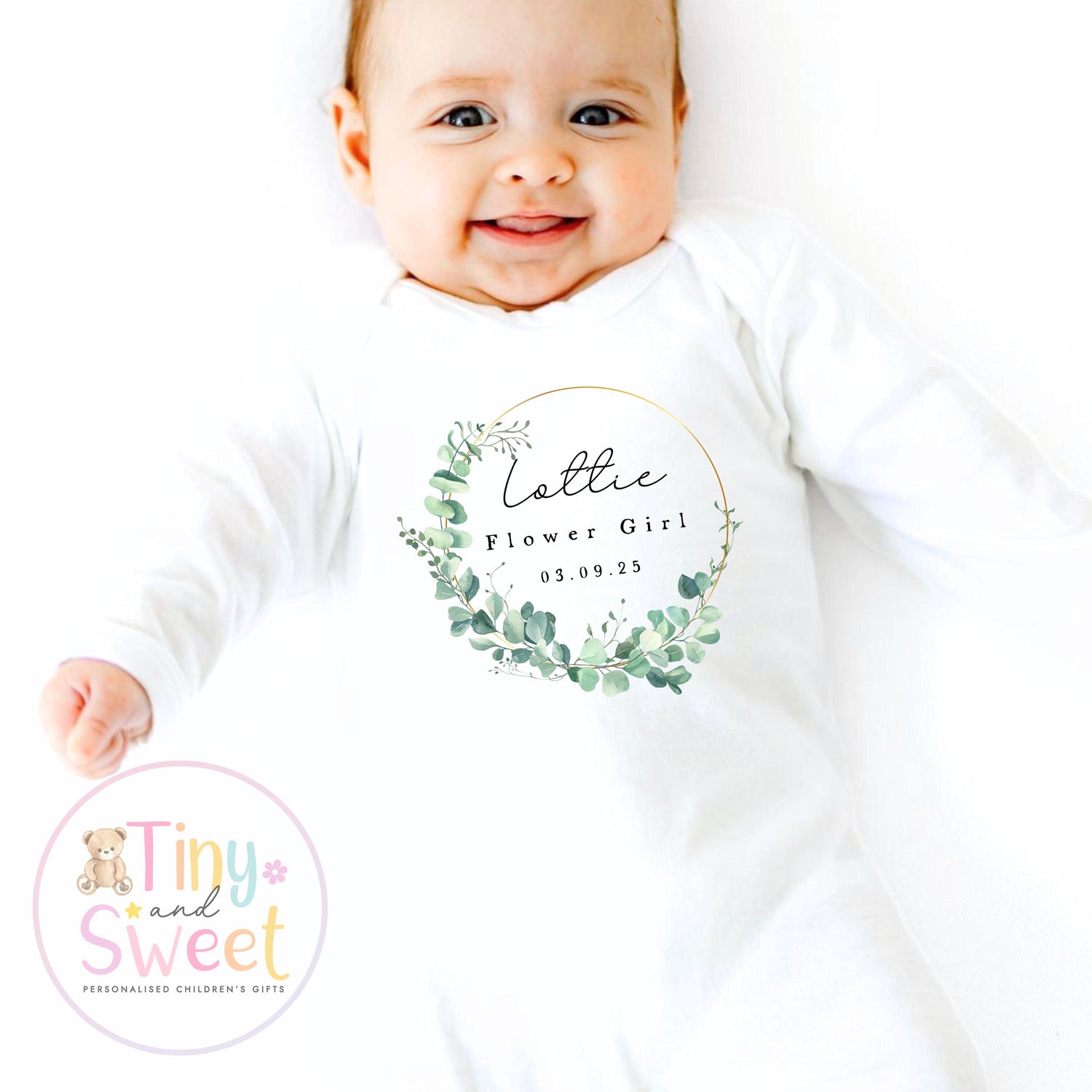 Flower Girl Sleepsuit, Baby Flower Girl Babygrow, Flower Girl Pyjamas, Will you be my flower girl, Flower Girl Gift, Floral Sleepsuit