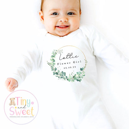 Flower Girl Sleepsuit, Baby Flower Girl Babygrow, Flower Girl Pyjamas, Will you be my flower girl, Flower Girl Gift, Floral Sleepsuit