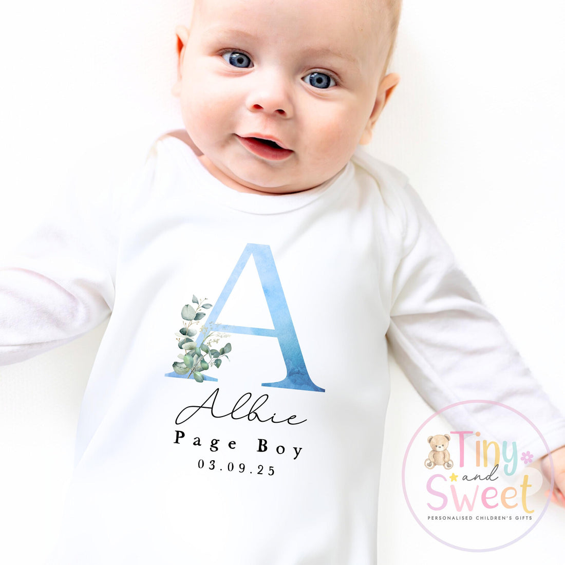 Page Boy Sleepsuit, Baby Page Boy Babygrow, Page Boy Pyjamas, Will you be my page boy, Page Boy Gift, Floral Sleepsuit