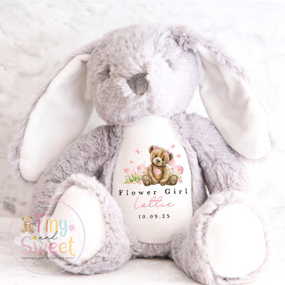 Personalised Flower Girl Bunny, Flower Girl Gift, Will you be my flower girl Bunny, Personalised Soft Toy, Flower Girl Proposal, Bridesmaid