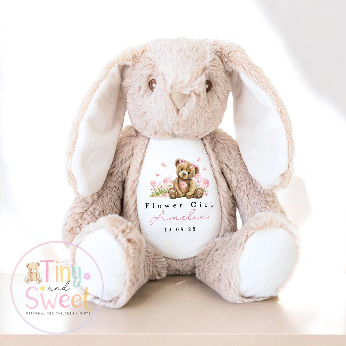 Personalised Flower Girl Bunny, Flower Girl Gift, Will you be my flower girl Bunny, Personalised Soft Toy, Flower Girl Proposal, Bridesmaid