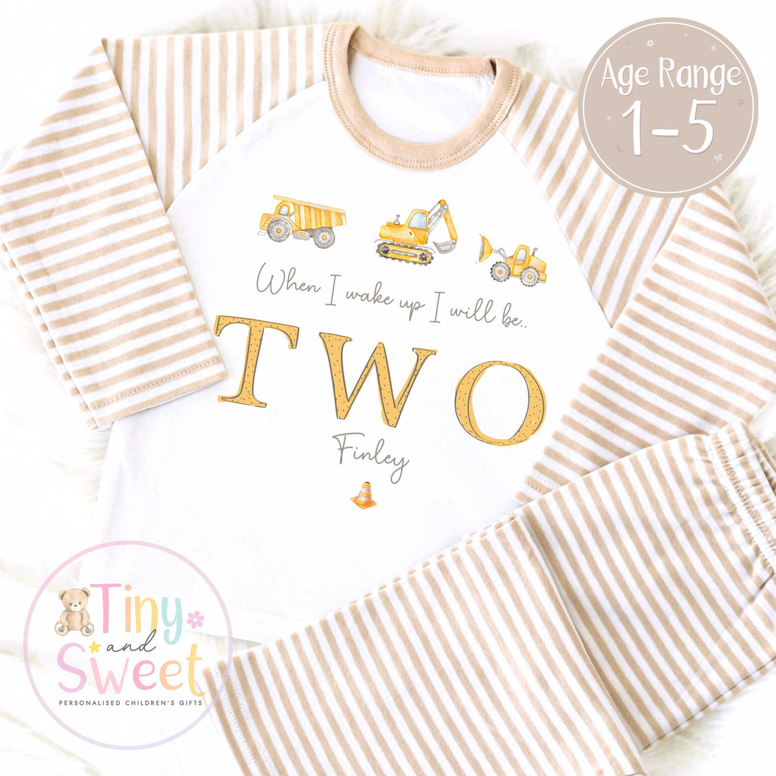 Personalised Construction Excavator Pyjamas, When i wake up i&