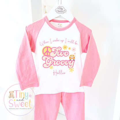 Two Groovy Birthday Pyjamas, When I Wake Up I’ll Be, Groovy PJs – When I Wake Up I’ll Be 2, Personalised Two Groovy Birthday Pyjamas