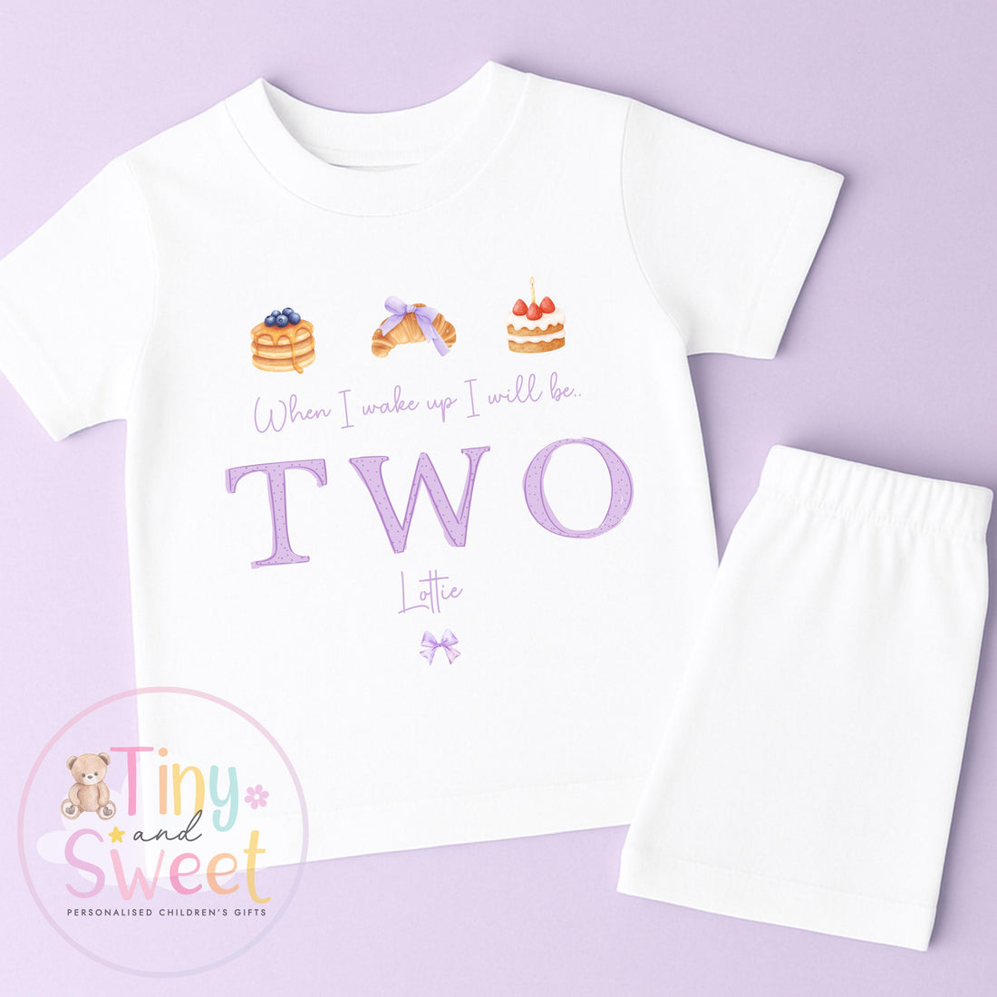 Purple Bakery Birthday PJs, Patisserie When I Wake Up I’ll Be..., Purple Pancakes Toddler Pyjamas, Girls Birthday Pyjamas, Purple Croissant