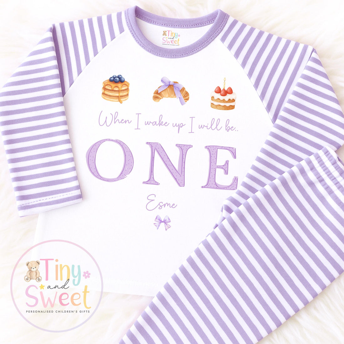 Purple Bakery Birthday PJs, Patisserie When I Wake Up I’ll Be..., Purple Pancakes Toddler Pyjamas, Girls Birthday Pyjamas, Purple Croissant