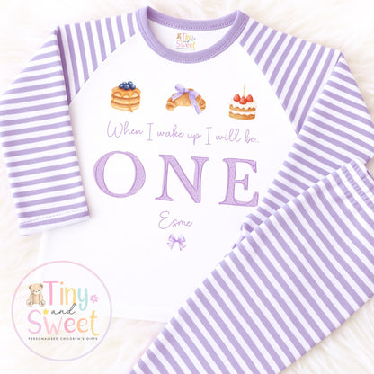 Purple Bakery Birthday PJs, Patisserie When I Wake Up I’ll Be..., Purple Pancakes Toddler Pyjamas, Girls Birthday Pyjamas, Purple Croissant