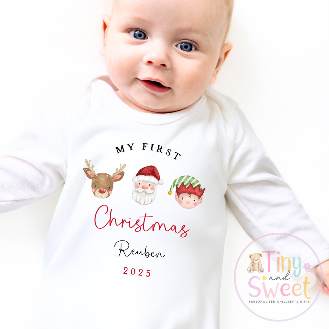 First Christmas Baby Grow , My First Christmas, Custom Name Sleepsuit, Baby’s First Christmas, Personalised Christmas Baby Outfit
