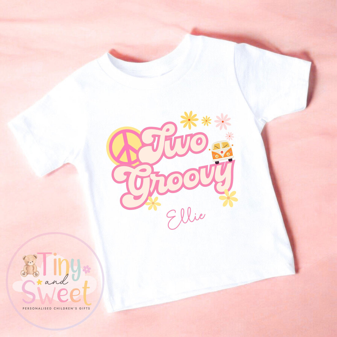 Two Groovy T-Shirt, Personalised Groovy Birthday T-Shirt, 2nd Birthday Groovy T-Shirt, Retro Groovy Theme Birthday