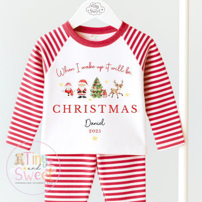 When I wake up it will be Christmas Pyjamas, Christmas Eve Pyjamas, Christmas Nightwear, Childrens Christmas pjs,Xmas pjs,Kids Christmas Pjs