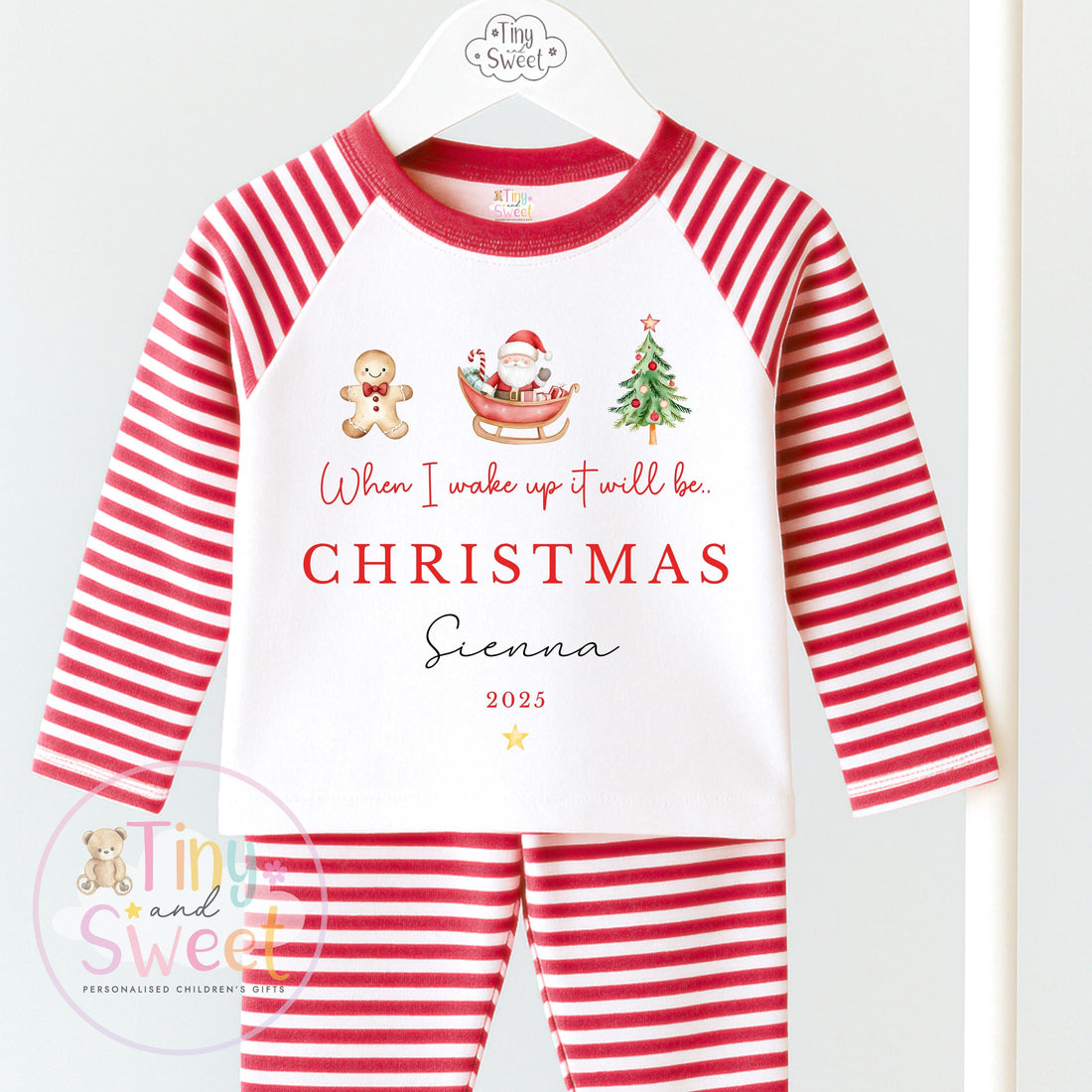 When I wake up it will be Christmas Pyjamas, Christmas Eve Pyjamas, Christmas Nightwear, Childrens Christmas pjs,Xmas pjs,Kids Christmas Pjs