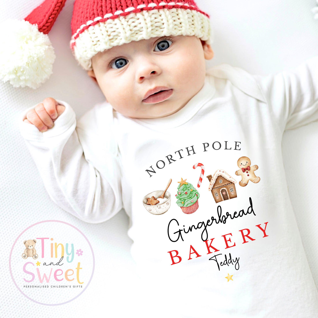 Gingerbread Bakery Christmas Sleepsuit, Christmas Eve Pyjamas, Christmas Nightwear, Childrens Christmas Vest, First Christmas