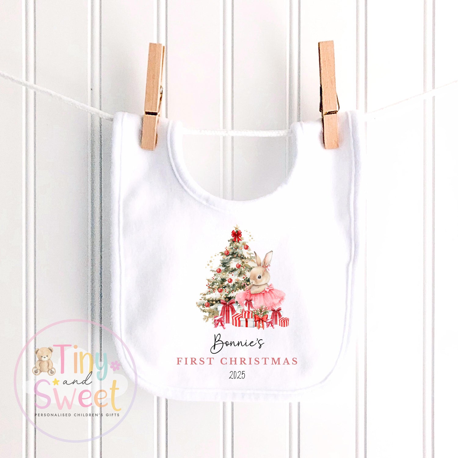 Personalised Babies First Christmas Ballerina Sleepsuit, Babies 1st Xmas Gift Idea, Pyjamas, 1st Xmas Babygrow, Christmas Outfit for baby