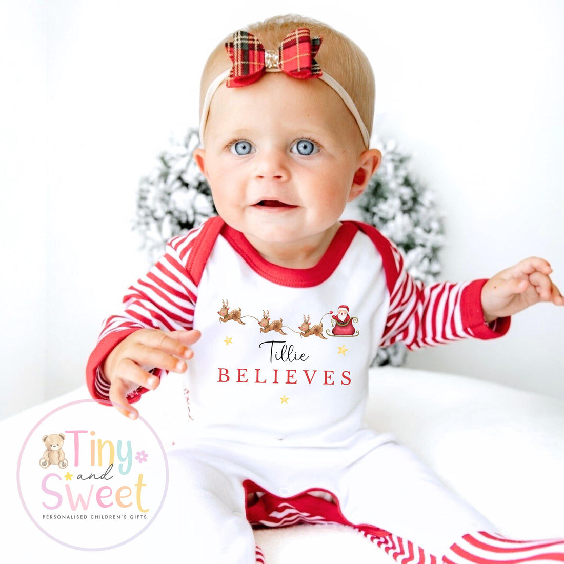 Christmas Believes Sleepsuit, Christmas Eve Pyjamas, Christmas Nightwear, Childrens Christmas Vest, First Christmas