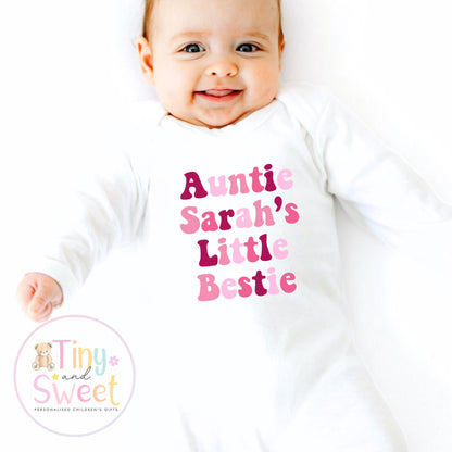Personalised New Auntie Baby Grow Vest, Baby Announcement to Aunty, Auntie Bestie Gift, Custom Niece Nephew Bodysuit, Retro Present