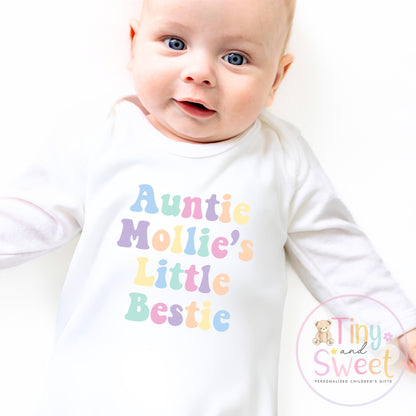 Personalised New Auntie Baby Grow Vest, Baby Announcement to Aunty, Auntie Bestie Gift, Custom Niece Nephew Bodysuit, Retro Present