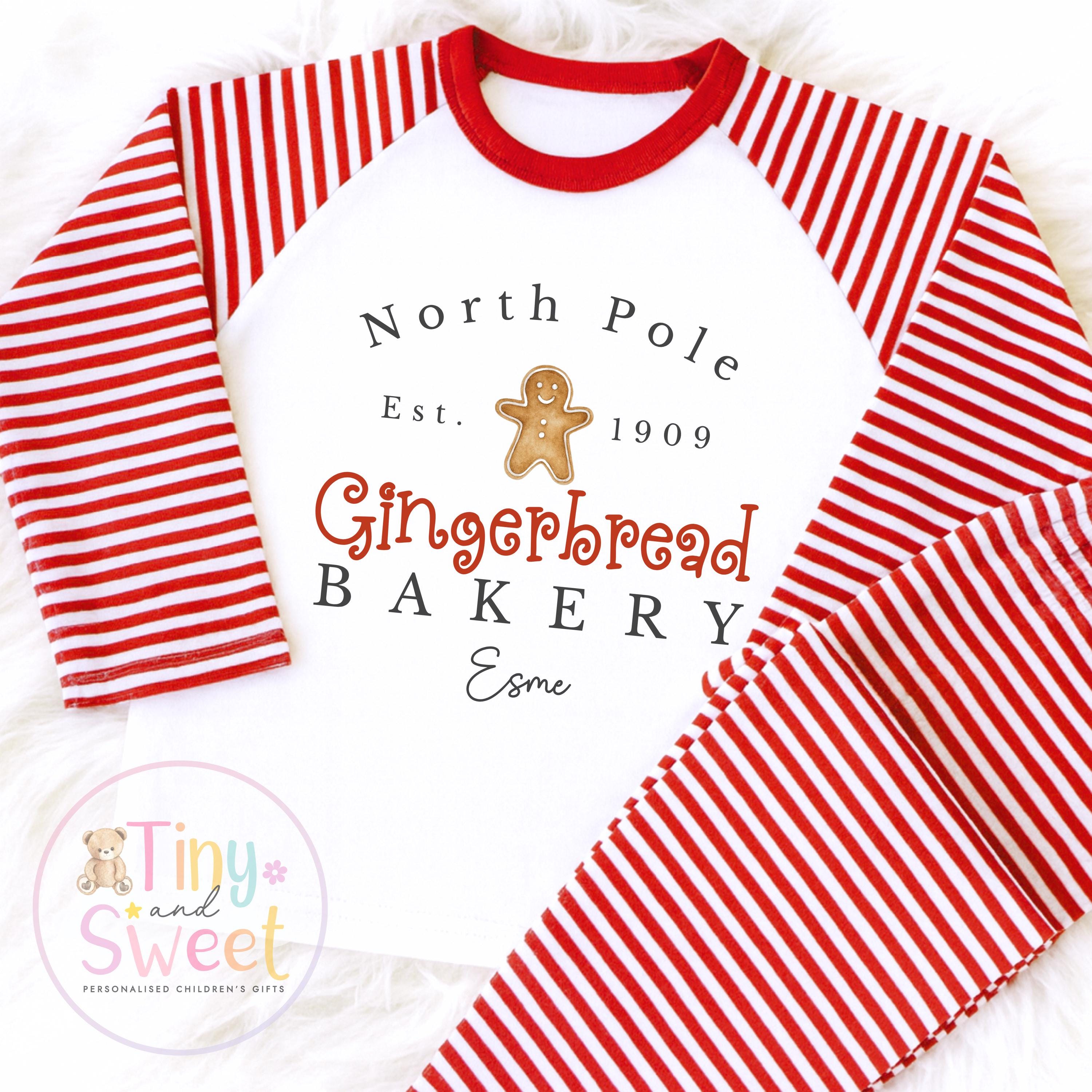 Gingerbread Bakery Christmas Pyjamas, Christmas Eve Pyjamas, Christmas Nightwear, Childrens Christmas pjs, Xmas pjs, Kids Christmas Pjs