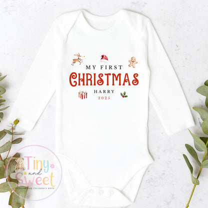 Personalised Babies Classic First Christmas Ballerina Sleepsuit, Babies 1st Xmas Gift Idea, Pyjamas, 1st Xmas Babygrow, Christmas Outfit