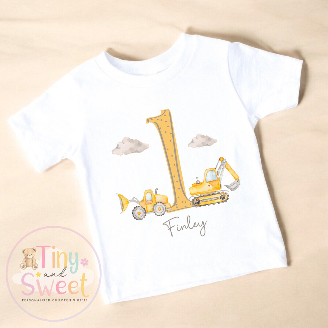 Personalised Construction Birthday T-Shirt, Custom Excavator Birthday Tee, 1st, 2nd, 3rd, 4th, Digger, Diggin It Boys Birthday T-Shirt