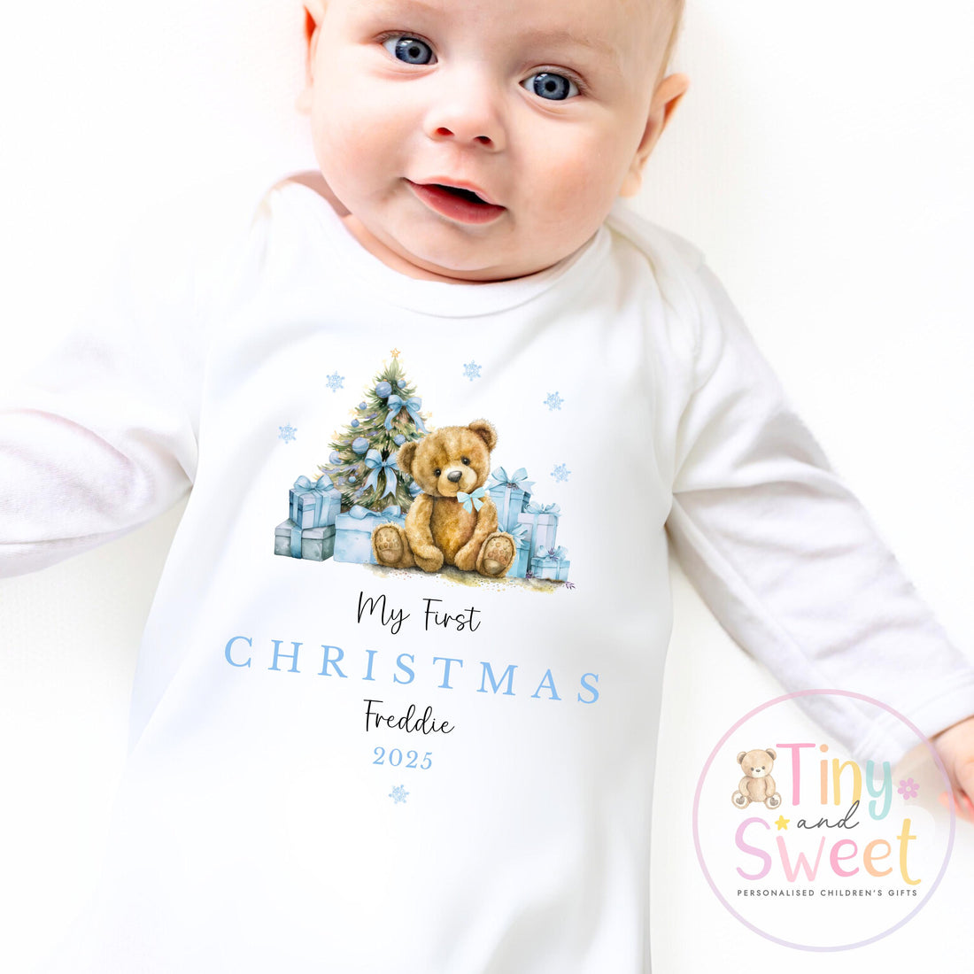 Personalised Babies First Christmas Sleepsuit, Babies 1st Xmas Gift Idea, Pyjamas, 1st Xmas Babygrow, Christmas Outfit for baby, Teddy