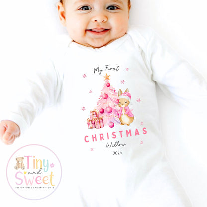 Personalised Bunny First Christmas Sleepsuit