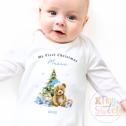 Personalised Babies First Christmas Sleepsuit, Babies 1st Xmas Gift Idea, Pyjamas, 1st Xmas Babygrow, Christmas Outfit for baby, Santa