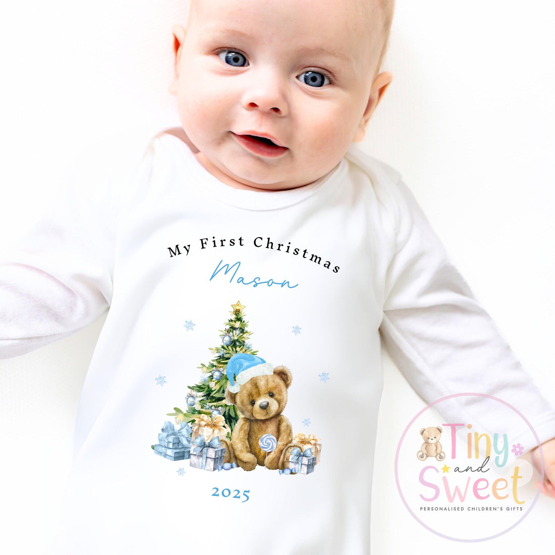 Personalised Babies First Christmas Sleepsuit, Babies 1st Xmas Gift Idea, Pyjamas, 1st Xmas Babygrow, Christmas Outfit for baby, Santa