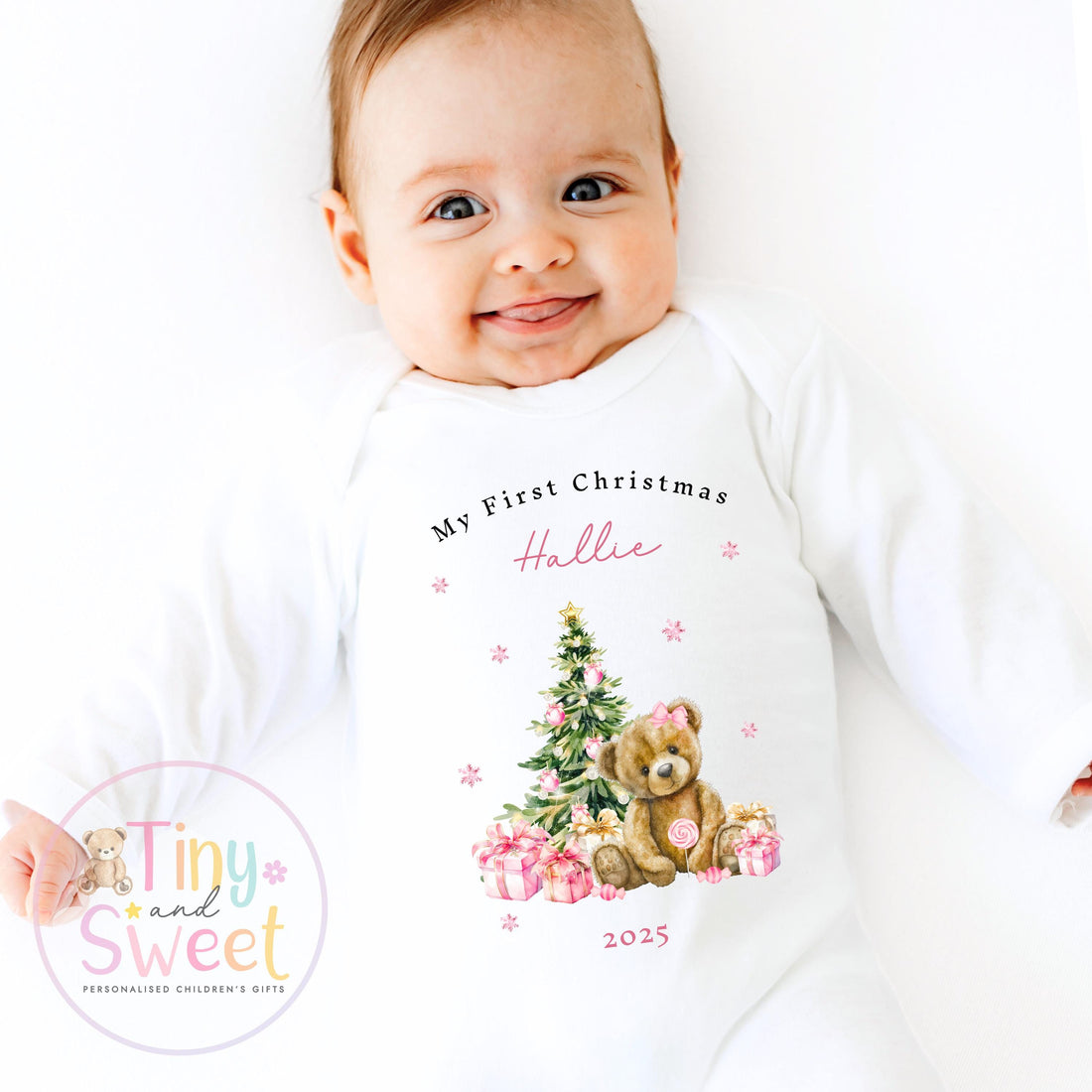 Personalised Babies First Christmas Sleepsuit, Babies 1st Xmas Gift Idea, Pyjamas, 1st Xmas Babygrow, Christmas Outfit for baby, Santa
