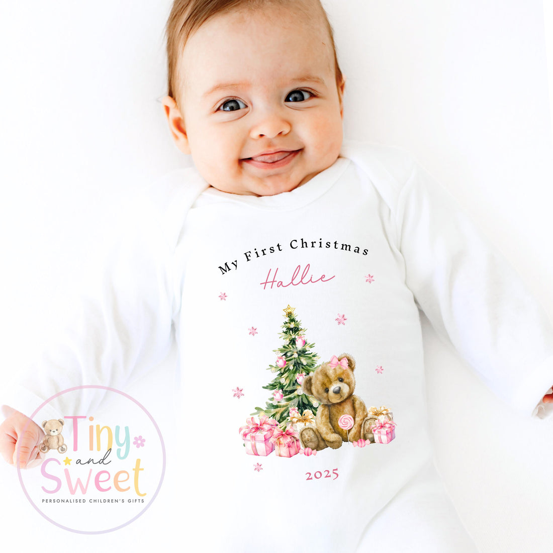 Personalised Babies First Christmas Sleepsuit, Babies 1st Xmas Gift Idea, Pyjamas, 1st Xmas Babygrow, Christmas Outfit for baby, Santa