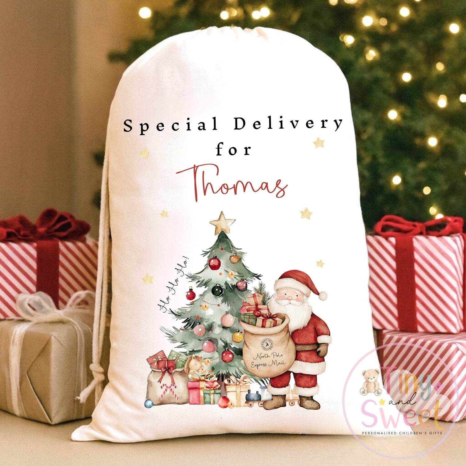 Classic Santa Personalised Christmas Sack