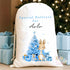 Blue Vest Bunny Personalised Christmas Sack