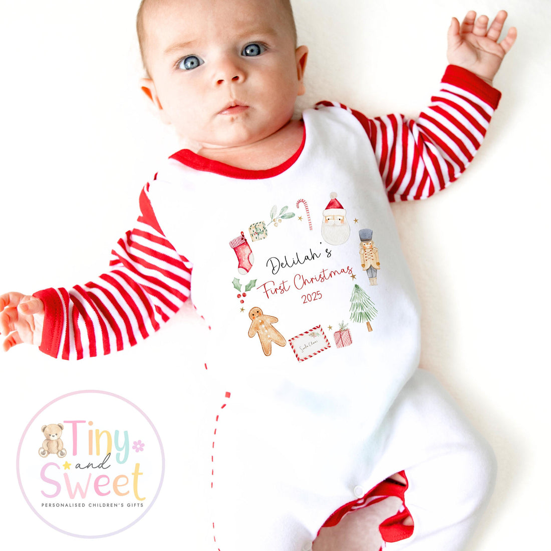 First Christmas Baby Grow , My First Christmas, Custom Name Sleepsuit, Baby’s First Christmas, Personalised Christmas Baby Outfit