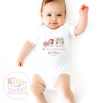 First Christmas Baby Grow , My First Christmas, Custom Name Sleepsuit, Baby’s First Christmas, Personalised Christmas Baby Outfit
