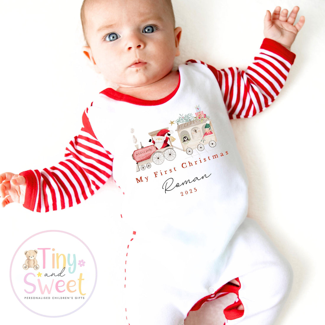 First Christmas Baby Grow , My First Christmas, Custom Name Sleepsuit, Baby’s First Christmas, Personalised Christmas Baby Outfit