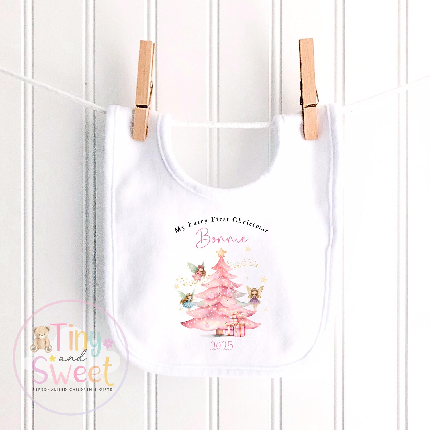 Fairy First Christmas Baby Grow , My First Christmas, Custom Name Sleepsuit, Baby’s First Christmas, Personalised Christmas Baby Outfit