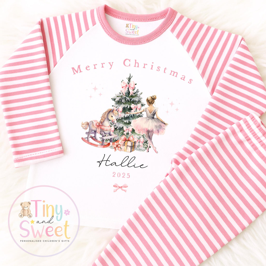 Personalised Pink Christmas Pyjamas, Christmas Eve Pyjamas, Christmas Nightwear, Childrens Christmas pjs, Xmas pjs, Kids Christmas Pjs