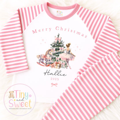 Personalised Pink Christmas Pyjamas, Christmas Eve Pyjamas, Christmas Nightwear, Childrens Christmas pjs, Xmas pjs, Kids Christmas Pjs