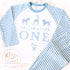 Personalised Safari Toile Pyjamas, Blue Toile Animals Pyjamas, When i wake up i&