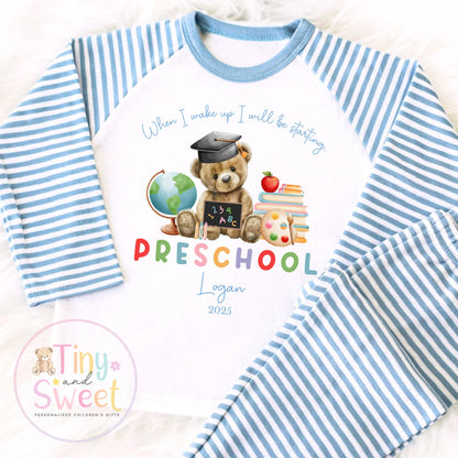 Personalised Starting Nursery Pyjamas, When I Wake Up i&