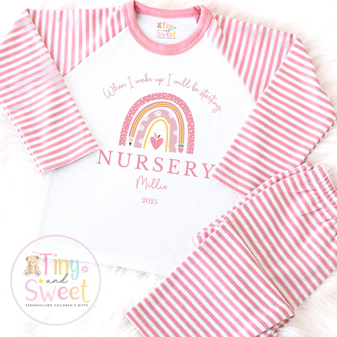 Personalised Starting Nursery Pyjamas, When I Wake Up i&