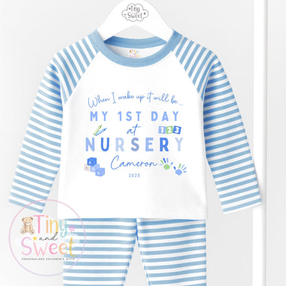 Personalised Starting Nursery Pyjamas, When I Wake Up i&