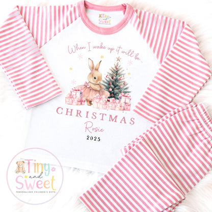 Personalised Pink Girly Christmas Pyjamas, Christmas Eve Pyjamas, Christmas Nightwear, Childrens Christmas pjs, Xmas pjs, Kids Christmas Pjs