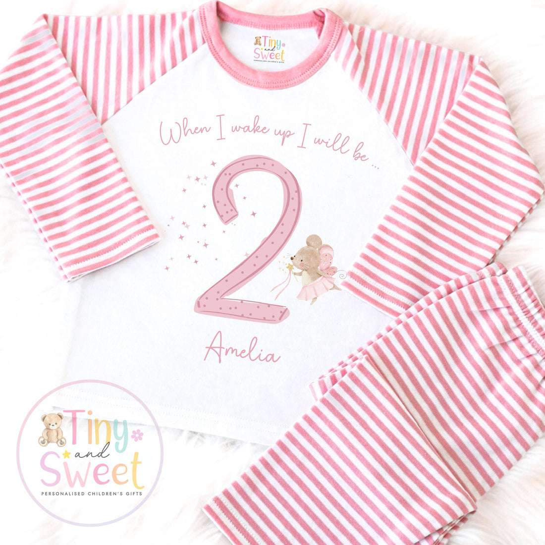 Fairy Mouse Birthday PJs, When I Wake Up I’ll Be..., Pink Fairy Pyjamas, Girls Birthday Sleepwear, Magical Fairy PJs