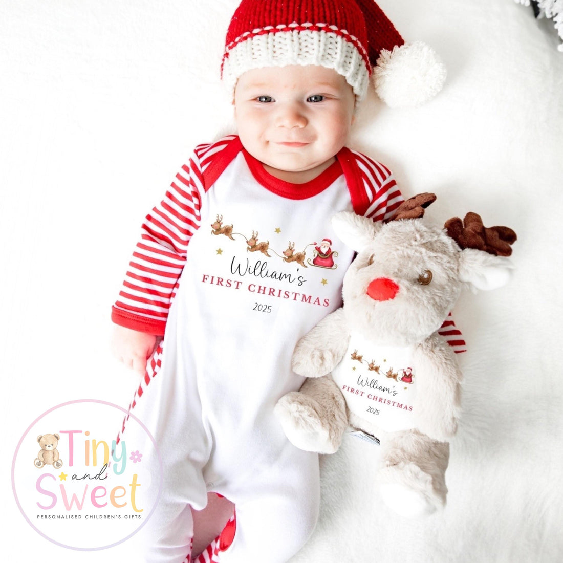 My First Christmas Bundle Sleepsuit And Toy, Personalised My First Christmas Babygrow, Baby’s 1st Christmas Outfit, Newborn Christmas Outfit