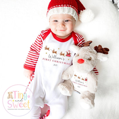 My First Christmas Bundle Sleepsuit And Toy, Personalised My First Christmas Babygrow, Baby’s 1st Christmas Outfit, Newborn Christmas Outfit