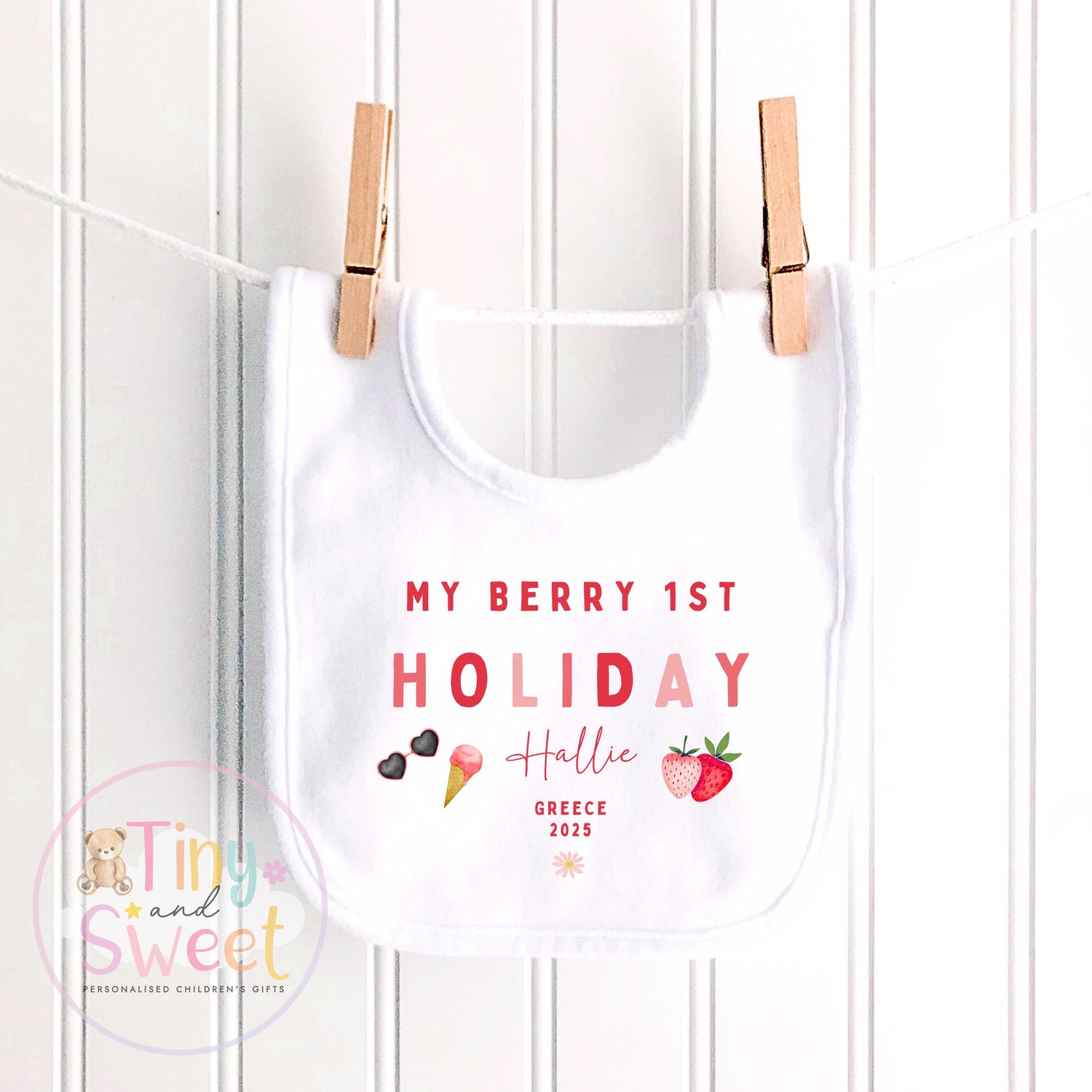 My Berry First Holiday T-Shirt, Personalised Baby Travel Outfit, Baby’s First Holiday Shirt, Cute Summer Travel Outfit, My First Holiday